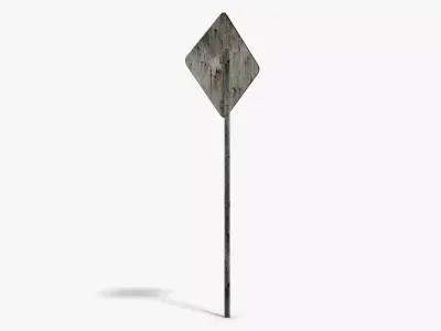 Damaged Pedestrian Sign Low-poly 3D model