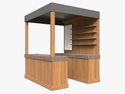Booth Stand Kiosk with Roof 01 3D model