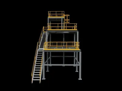 3d model Industrial mezzanine racks factory storage  3D model