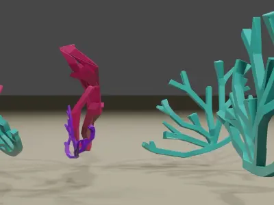 Low Poly Coral 3D Model Game Ready for Ocean Undewater Scenes Low-poly 3D model