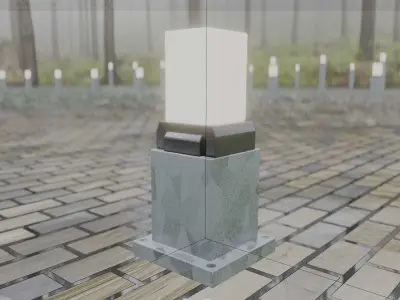 Street Light 8 Bollard 350mm Galvanized Version 3 Low-poly 3D model