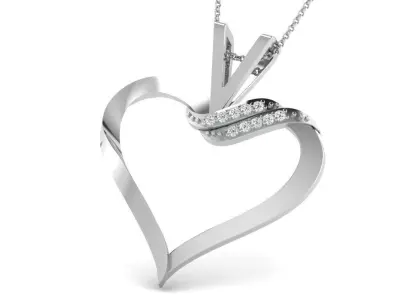 Pendants Collection diamond heart pendant gold 3D print model