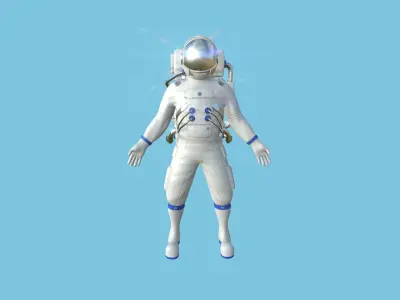 Astronaut Outfit 05 - White Blue - Character Design Fashion Low-poly 3D model