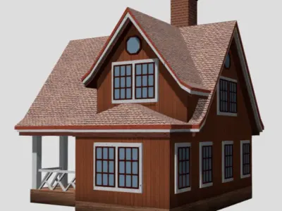 American Style Cottage - Town House Model Low-poly 3D model