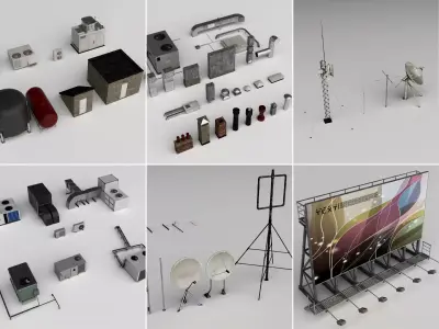 Industrial Rooftop Equipment    Urban Infrastructure Pack    Low-poly 3D model