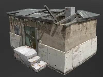 House destroyed - game ready Low-poly 3D model