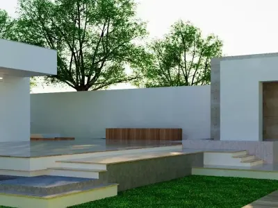 3D Model  Modern Two-Story House Low-poly 3D model