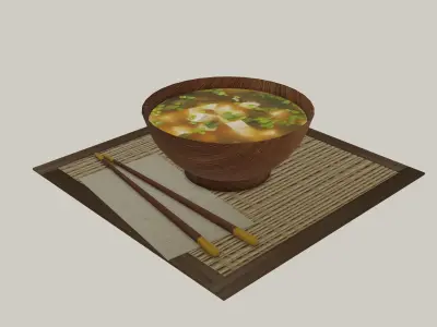 Low poly miso soup   low-poly 3D Model Low-poly 3D model