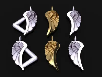 ANGEL WING DOUBLE SIDES PENDANT LARGE SIZE 3D print model