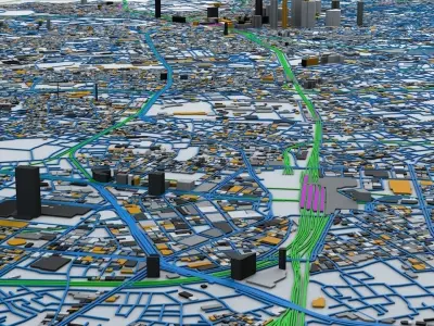 Shinjuku Railway System Road Network Streets and Buildings 3D model