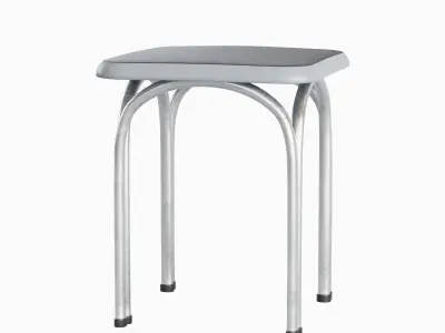 Silver Steel Stool 01 3D model