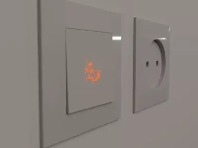 Socket wall with orange light Low-poly 3D model