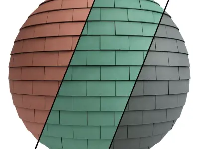 Roof Tile Materials 9- By 3 color Pbr By Sbsar 4k Texture