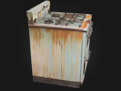 Rusty Vintage Stove  Aged Charm of Classic Cooking 3D model