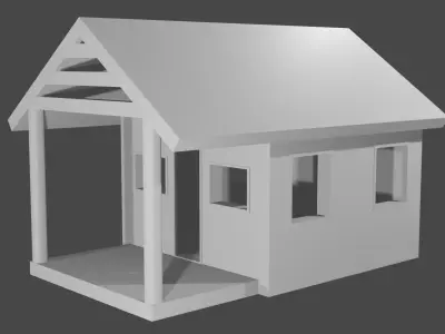 Wooden Hut Low-poly 3D model