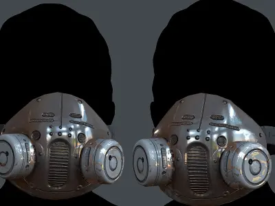 Gas mask helmet 3d model scifi Low-poly  Low-poly 3D model 425