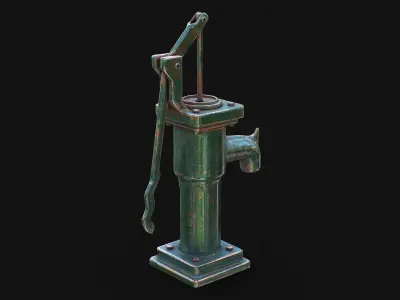 Asian Village Tube Well - Water Hand Pump Low-poly 3D model
