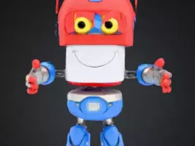 Cartoon Robot - Stylized Low Poly 3D Model OBJ and Texture Low-poly 3D model