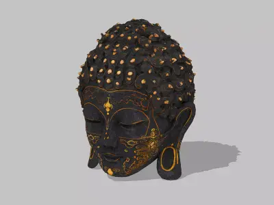 Buddha head sculpture Low-poly 3D model