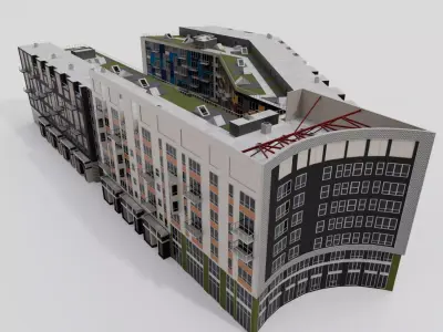 City Club Modern Apartments Building CBD Detroit  3D model