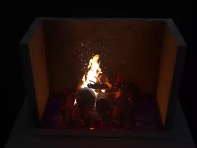 Burning Fire Setup Low-poly 3D model