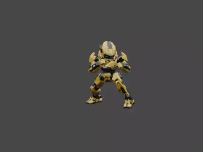 Sci Fi Combat Robot Fully Rigged and 9 Pro Animations Game Ready Low-poly 3D model