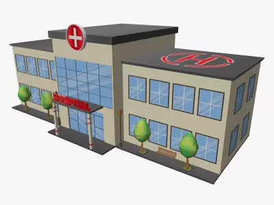 Cartoon Hospital Low-poly 3D model purchase