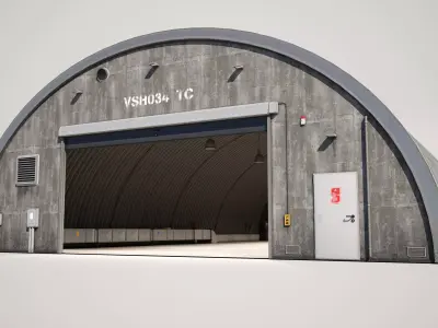 Military Hangar  Low-poly 3D model