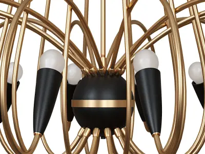 Large   Modernist Black Spider 24-Light German Chandelier 3D model
