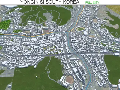 Yongin si South Korea 20km Low-poly 3D model