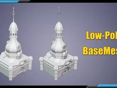 Building Architecture Element Textured Base Mesh 09 Low-poly 3D model