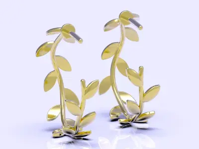 Olive Leaf Hoop Earrings 3D print model