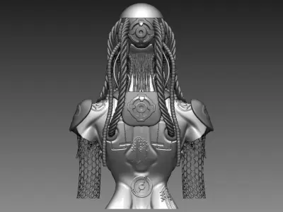 Female bust of a sci-fi Cyborg  highly poly 3D print model