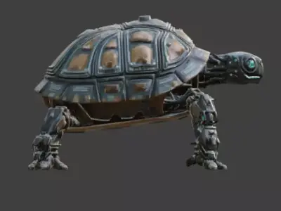 Sci-Fi Robot Turtle Armored Defense Low-poly 3D model