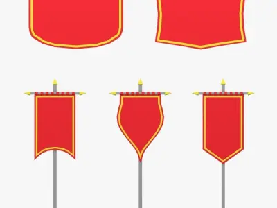 LowPoly Cartoon Banners Low-poly 3D model
