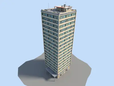 Skyscraper tall building on sky Low-poly 3D model