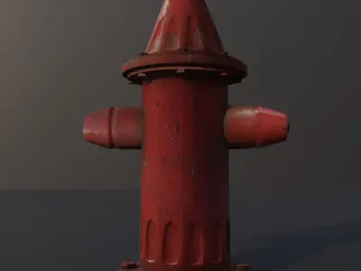 Red rusty hydrant Low-poly 3D model