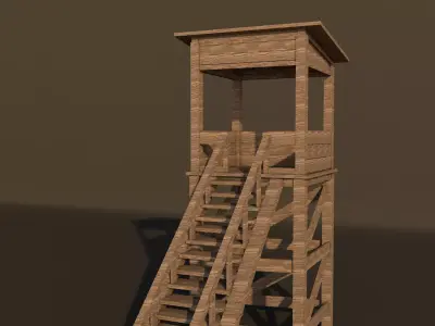 Wooden Tower Low-poly 3D model