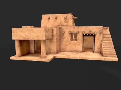 Clay Desert Egypt Village House 3 Low-poly 3D model