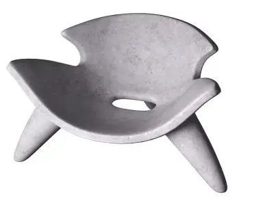 Concrete Chair on three legs for street and garden use 3D model