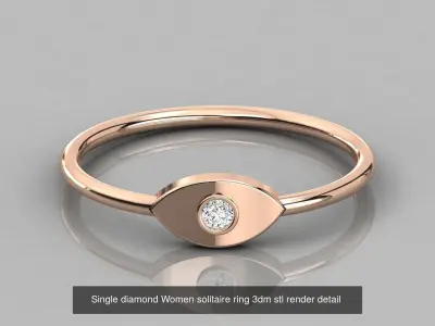 22 Single diamond Light wt solitaire ring 3dm stl render detail  3D Model Pack