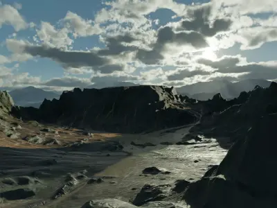 Mountain with sediment flow 3D model