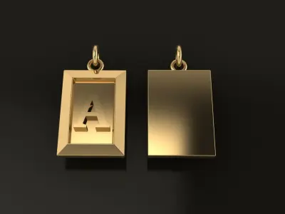 Antique Vintage Style Box Rectangle Letter Frame Pendant STYLE 8 3D print model