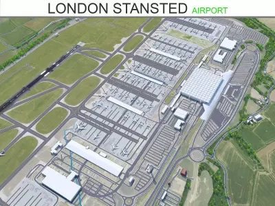 London Stansted Airport 12km Low-poly 3D model
