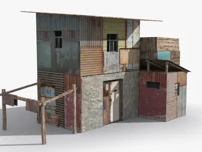 Slum x7 Low-poly 3D model