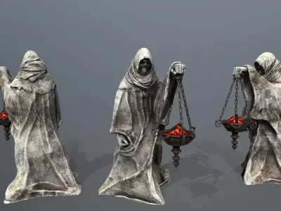 old Statue  Low-poly 3D model