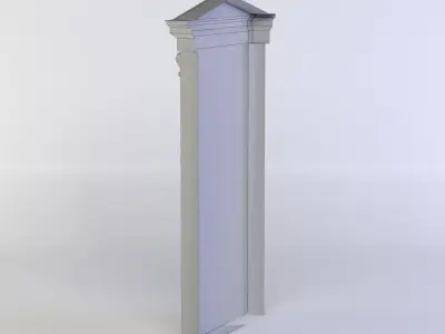 Door wooden with decorative design Low-poly 3D model