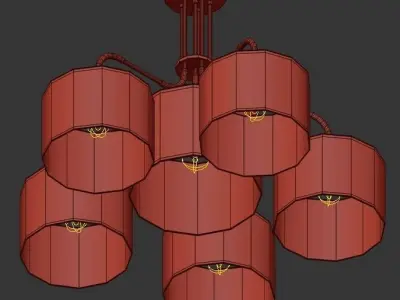 SL016 light chandelier in brass with shades 3D model
