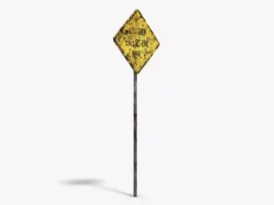 Damaged End of the Road Sign Low-poly 3D model