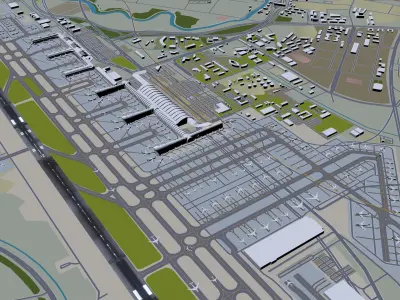 Chengdu Shuangliu International Airport 15km Low-poly 3D model